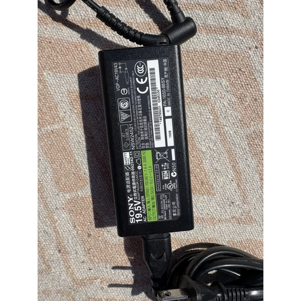 Sony VAIO 19.5V Power Adapter VGP-AC19V43 for VAIO Laptop Black